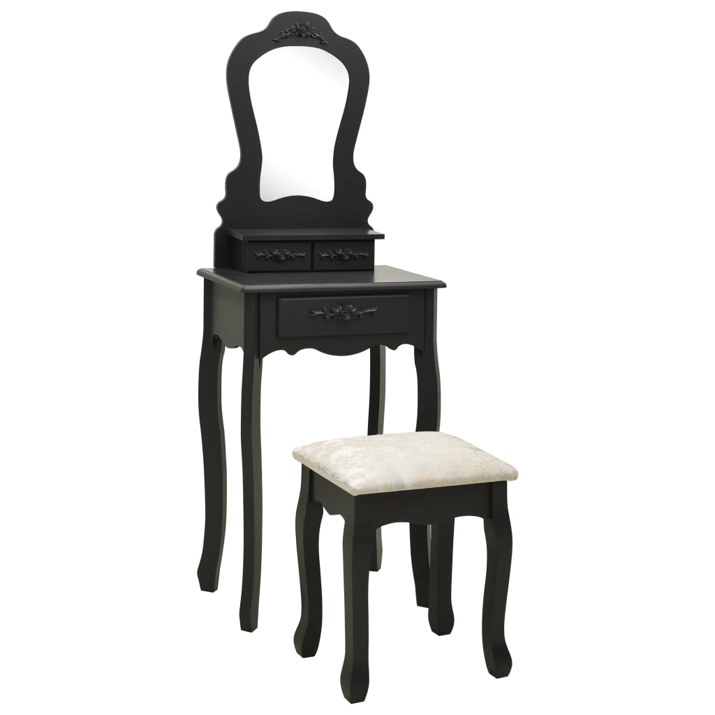 vidaXL Toaletni stolić sa stolcem crni 50x59x136 cm drvo paulovnije