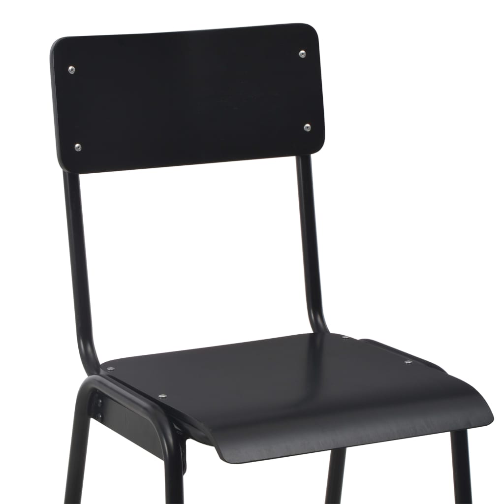 vidaXL Barske stolice crne 2 kom od masivne iverice i čelika