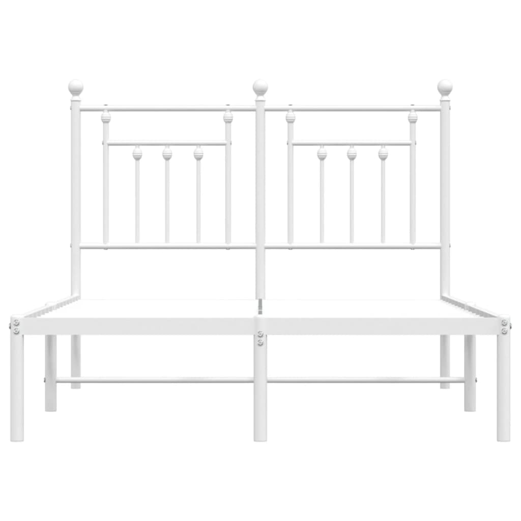 vidaXL Metalni okvir za krevet s uzglavljem bijeli 120 x 190 cm