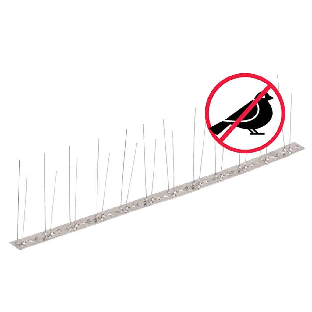 vidaXL 20-dijelni set šiljaka za zaštitu od ptica u 2 reda 10 m čelik