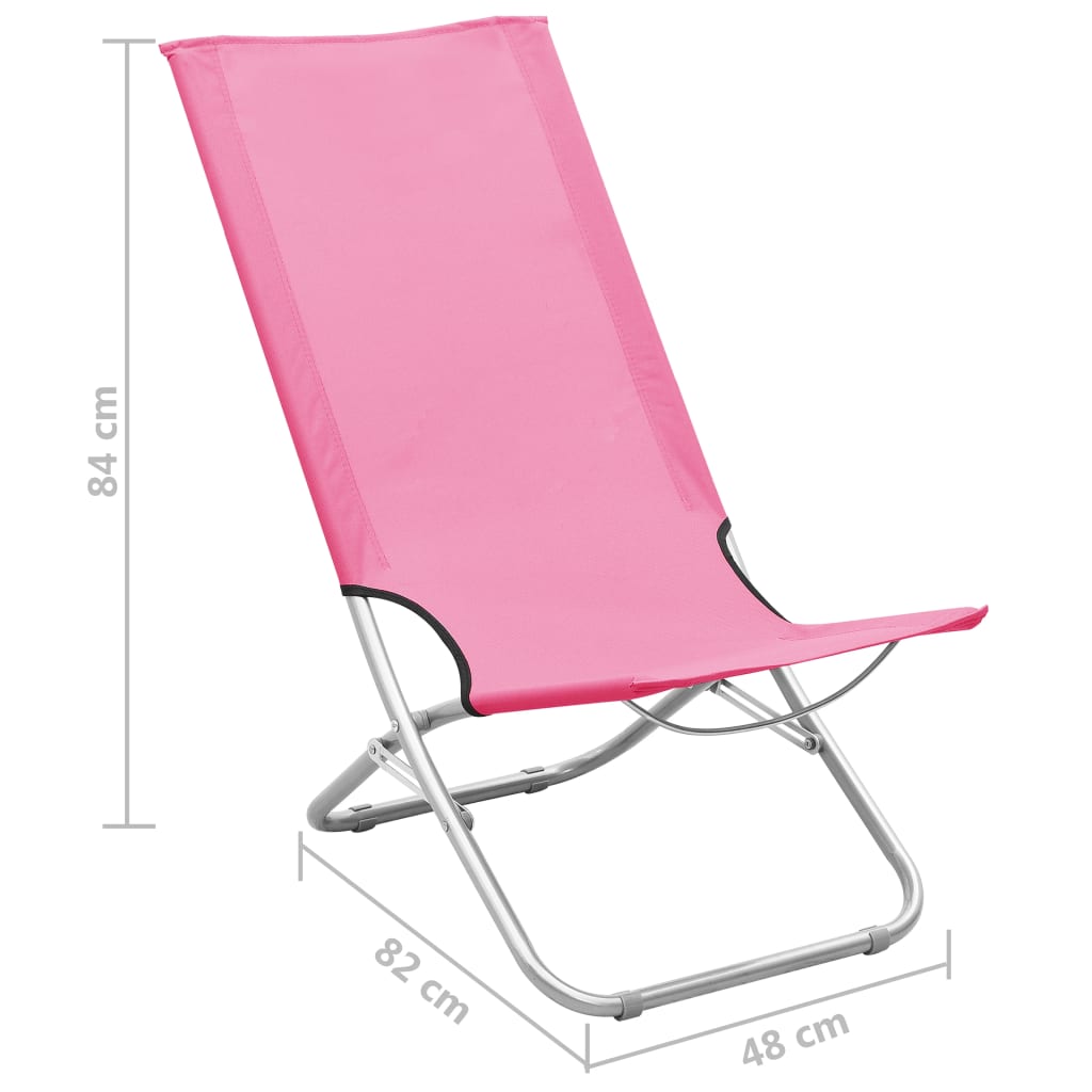 vidaXL Sklopive stolice za plažu od tkanine 2 kom ružičaste