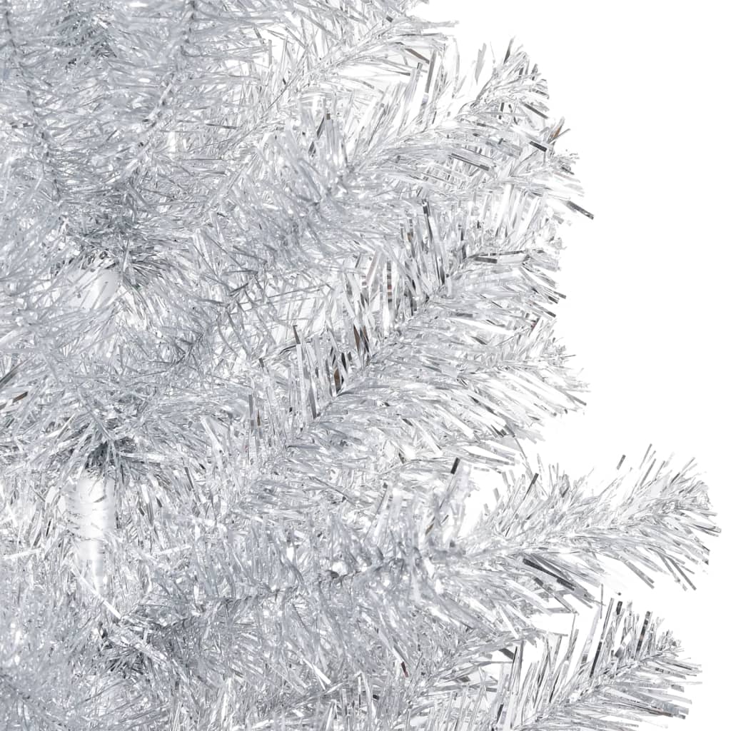 vidaXL Umjetno osvijetljeno božićno drvce sa stalkom srebrno 120cm PET