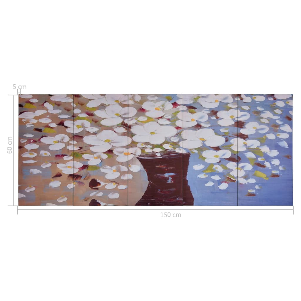 vidaXL Set zidnih slika na platnu s uzorkom cvijeća u vazi 150 x 60 cm