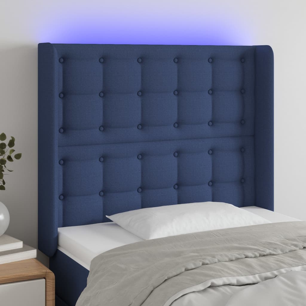 vidaXL LED uzglavlje plavo 83 x 16 x 118/128 cm od tkanine
