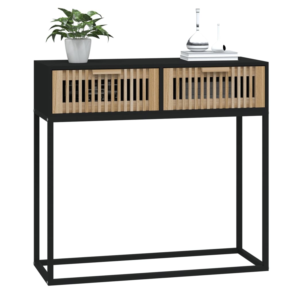 vidaXL Konzolni stol crni 80x30x75 cm od konstruiranog drva i željeza