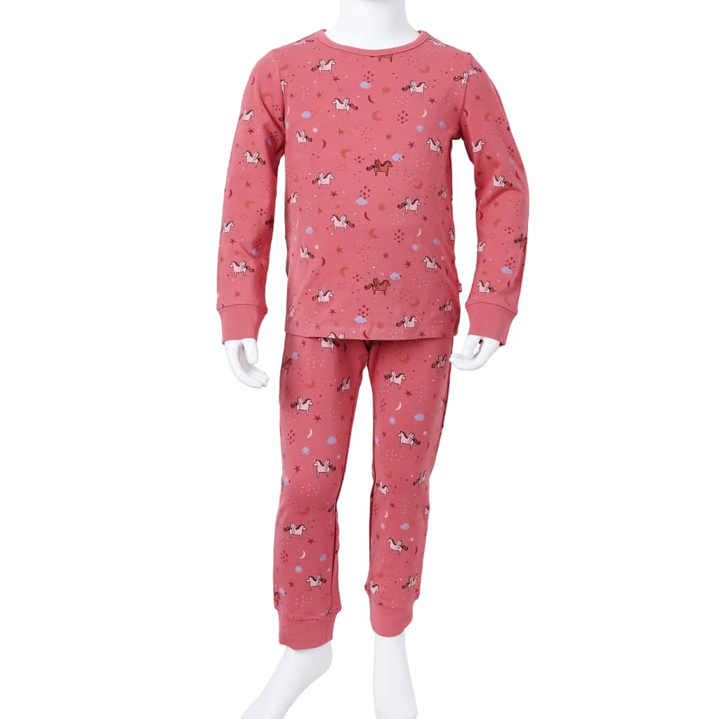 Dječja pidžama s dugim rukavima starinske ružičaste boje 92