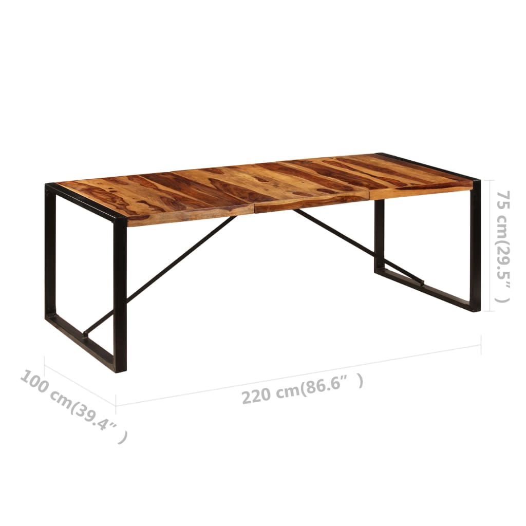 vidaXL Blagovaonski stol od masivnog drva šišama 220 x 100 x 75 cm