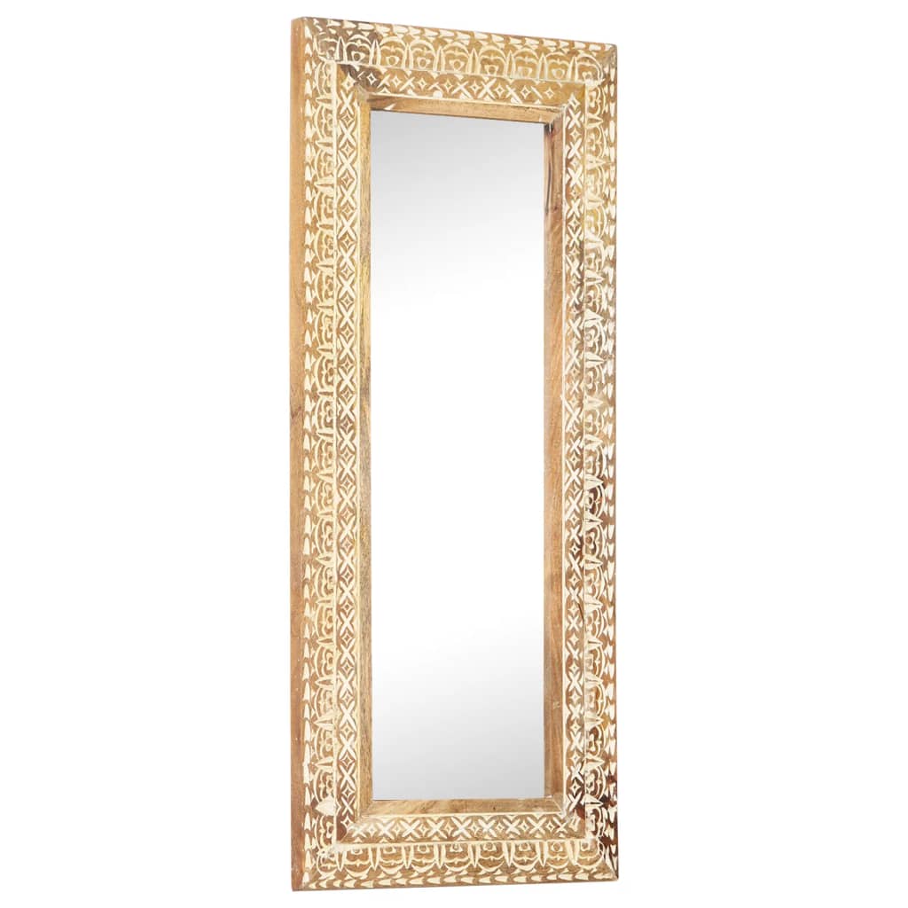 vidaXL Ručno izrezbareno ogledalo 110 x 50 x 2,6 cm masivno drvo manga