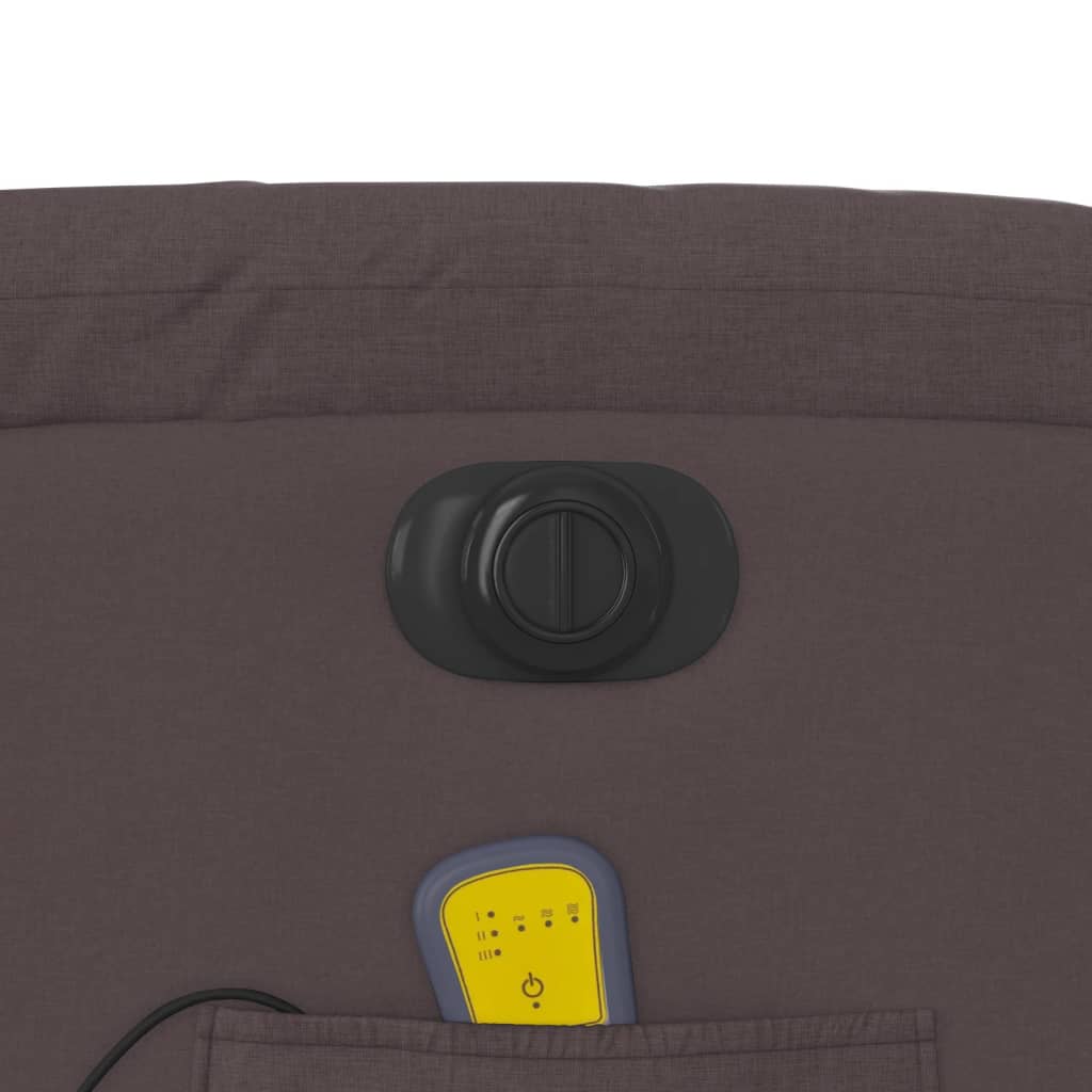 vidaXL Električni masažni naslonjač na podizanje od tkanine tamnosmeđi