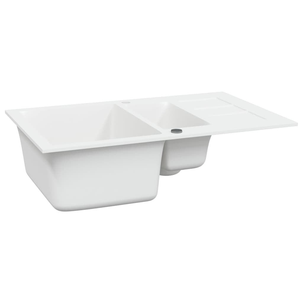 vidaXL Kuhinjski sudoper s dvije kadice bijeli granitni