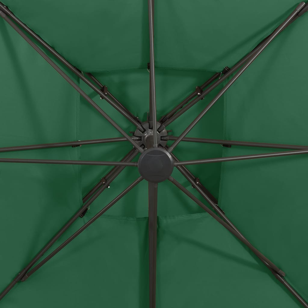 vidaXL Konzolni suncobran s dvostrukim vrhom 300 x 300 cm zeleni