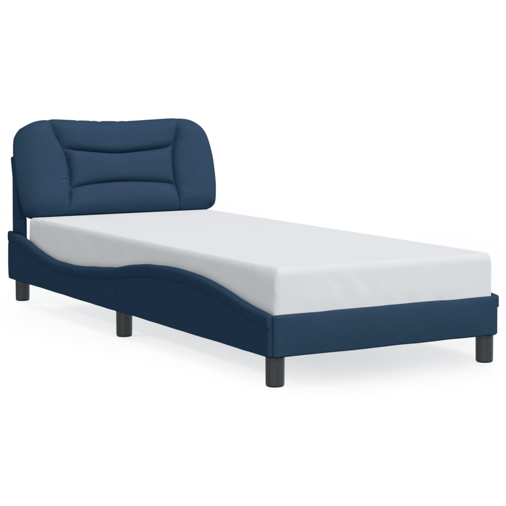 vidaXL Okvir kreveta s LED svjetlima plavi 90 x 200 cm od tkanine