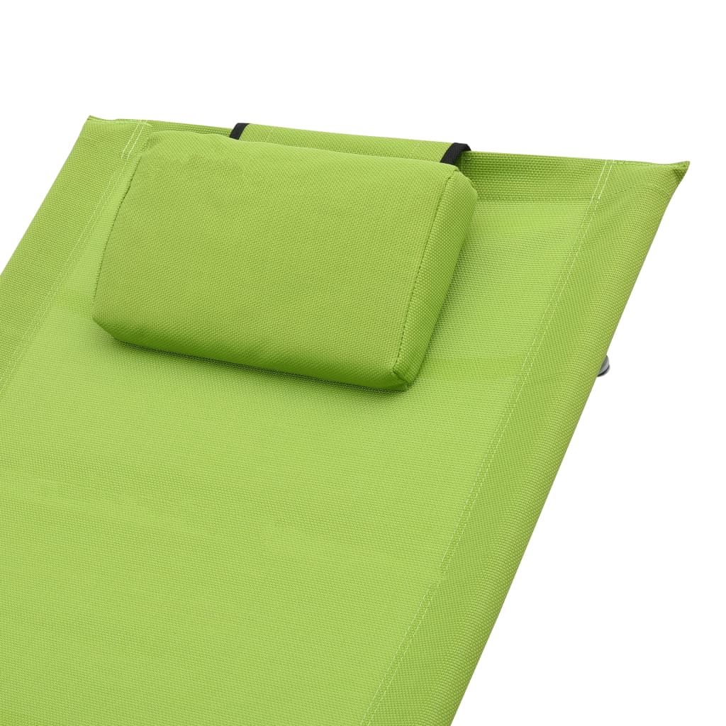 vidaXL Ležaljka za sunčanje s jastukom zelena od tekstilena