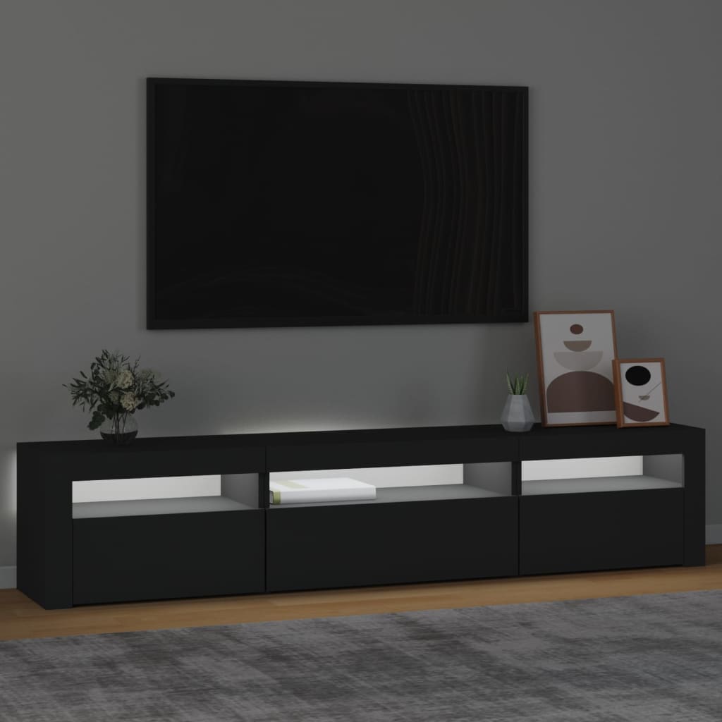 vidaXL TV ormarić s LED svjetlima crni 195x35x40 cm