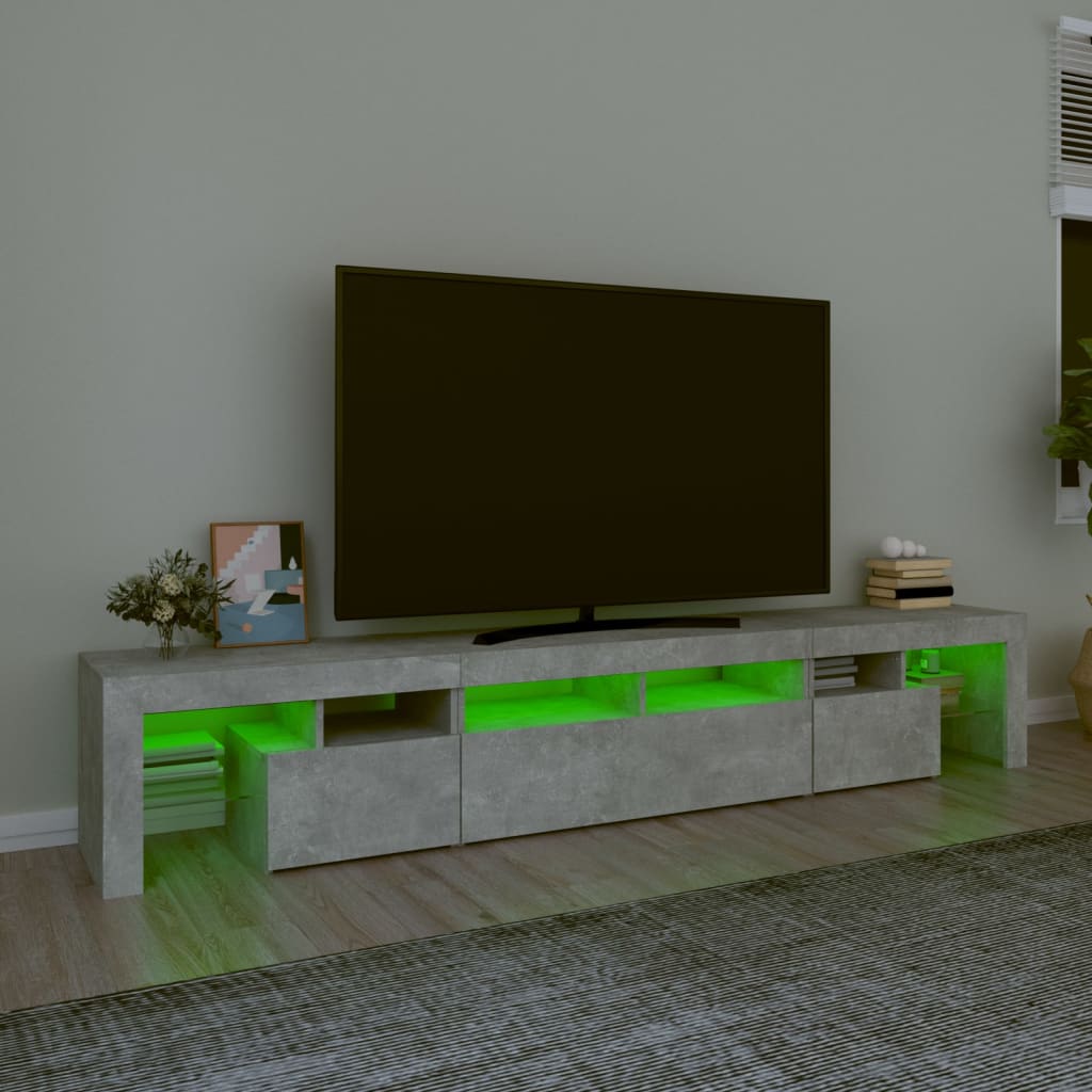 vidaXL TV ormarić s LED svjetlima siva boja betona 230x36,5x40 cm