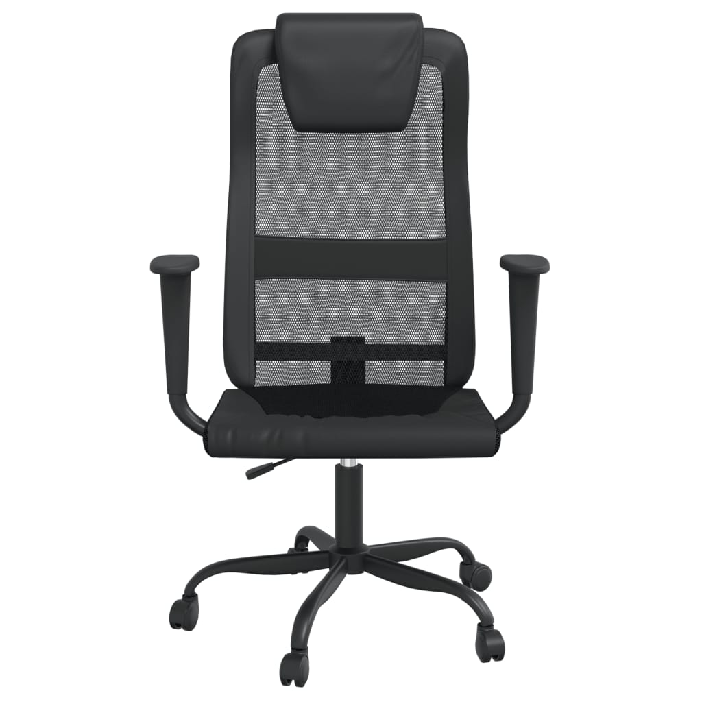vidaXL Uredska stolica podesive visine crna od tkanine i umjetne kože