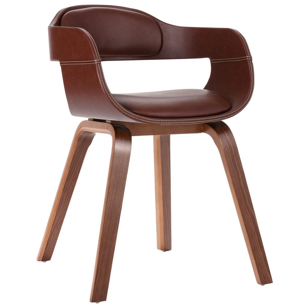 vidaXL Blagovaonska stolica smeđa od savijenog drva i umjetne kože