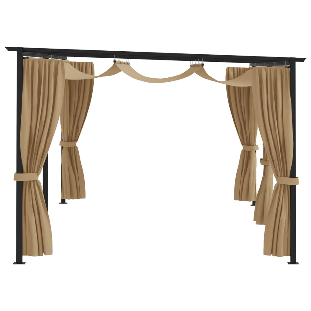 313900 vidaXL Gazebo with Curtains 6x3 m Taupe Steel (not for individual sales / blocked all in blockcades)