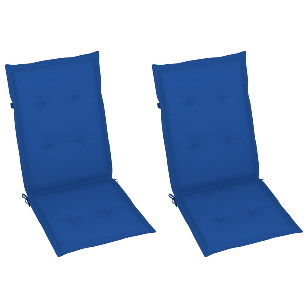 vidaXL Vrtne stolice 2 kom kraljevsko plavi jastuci masivna tikovina