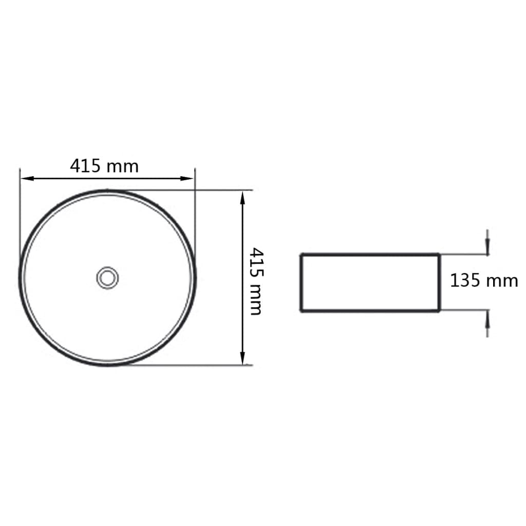 vidaXL Keramički okrugli umivaonik 41,5 x 13,5 cm crni