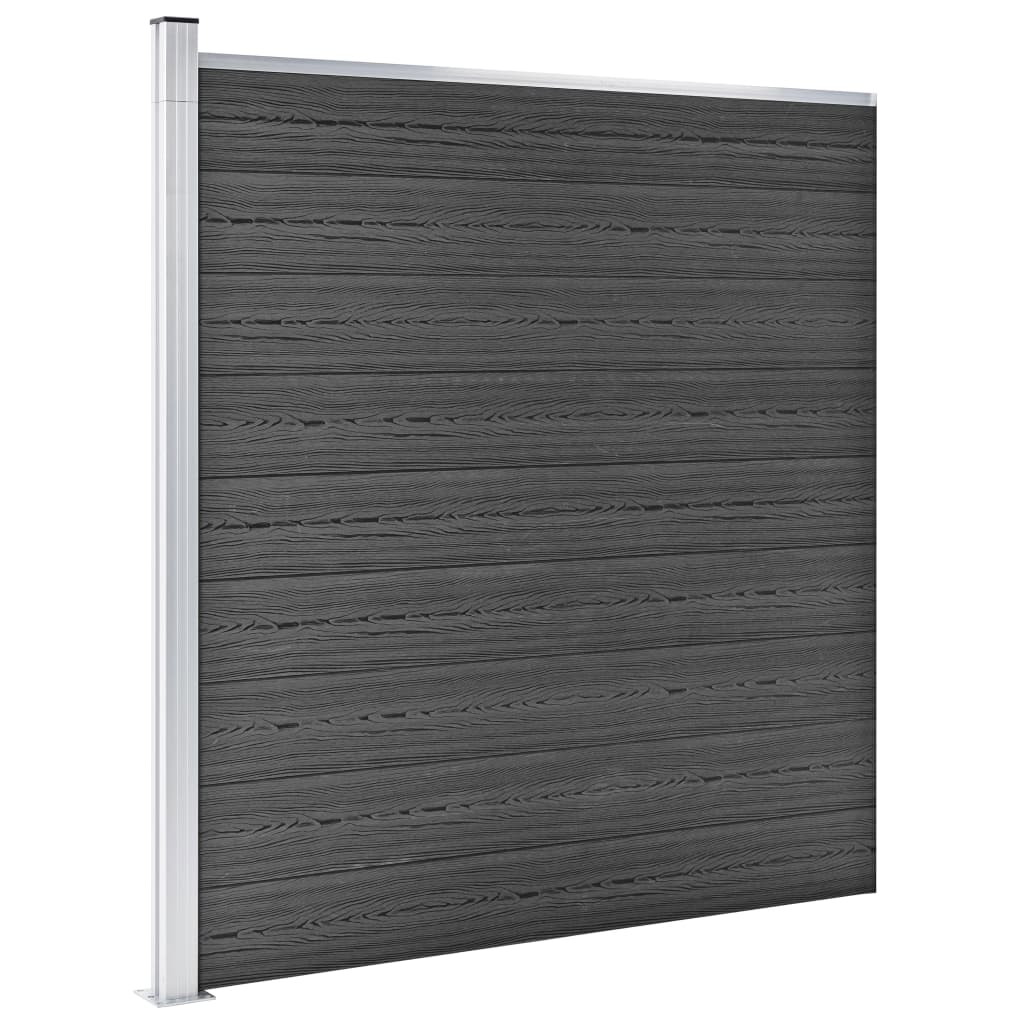 vidaXL Set panela za ogradu WPC 1484 x (105 - 186) cm crni