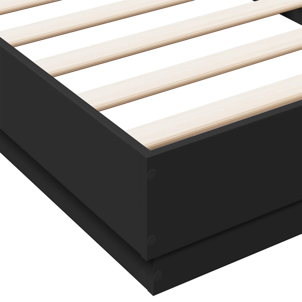 vidaXL Okvir za krevet s LED svjetlima crni 90 x 200 cm
