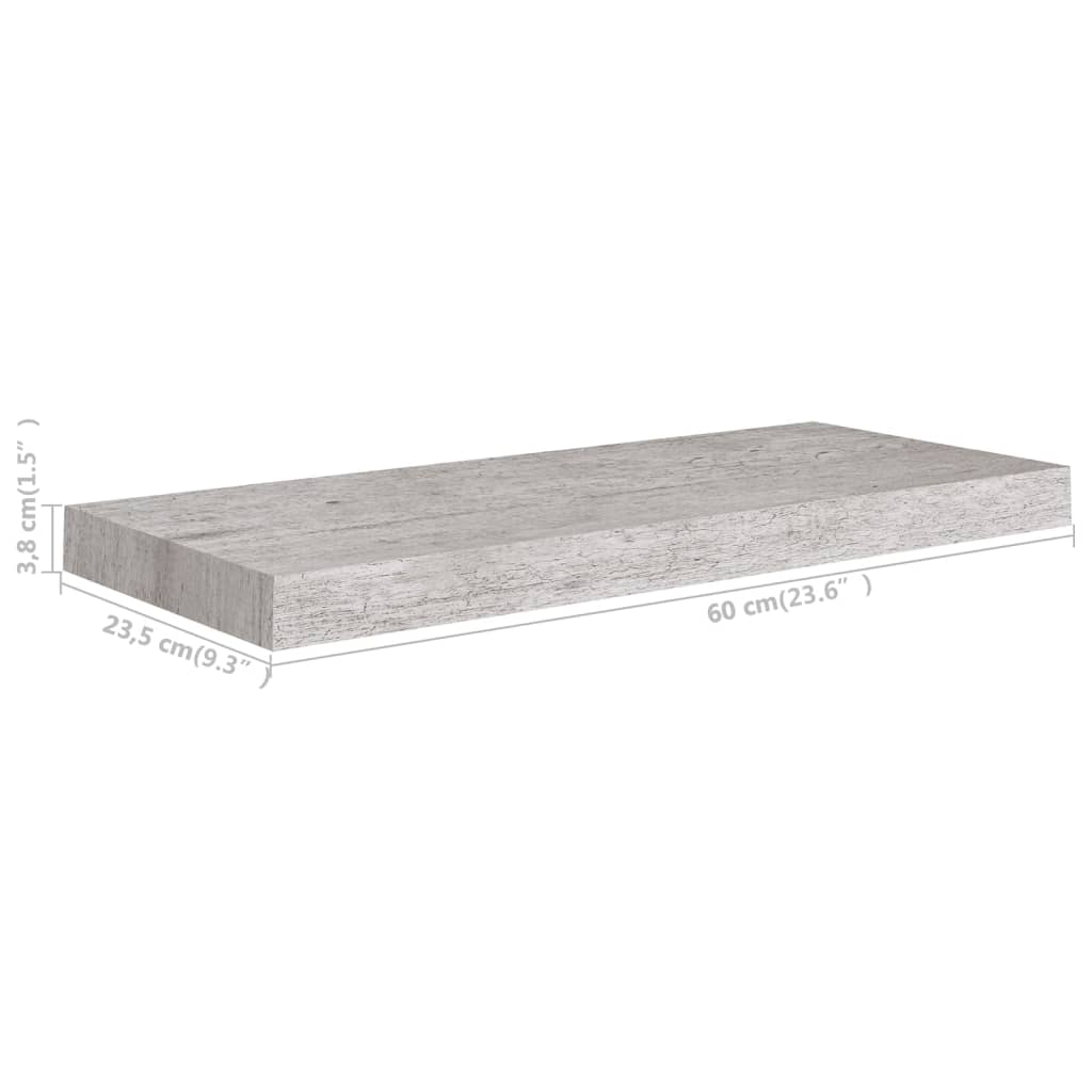 vidaXL Plutajuća zidna polica siva boja betona 60 x 23,5 x 3,8 cm MDF