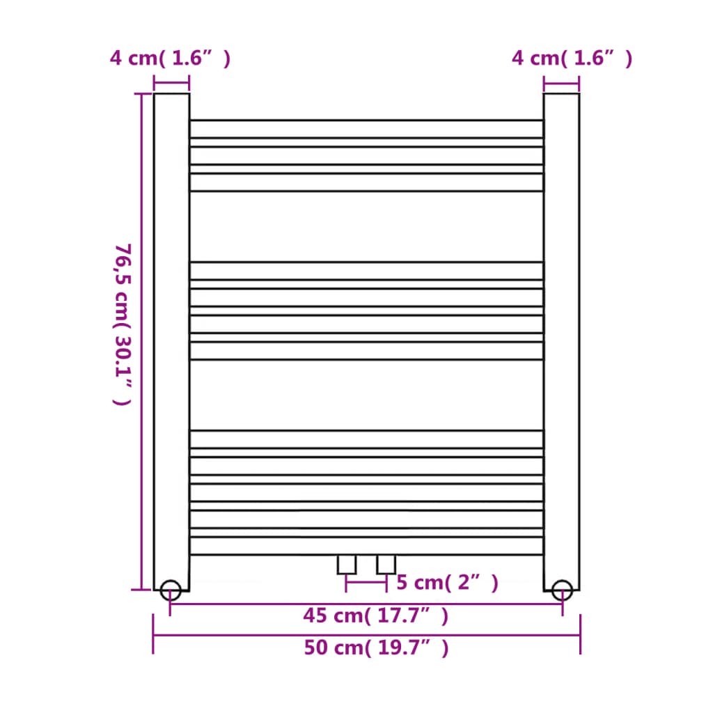 Kupaonski radijator za centralno grijanje ravni 500 x 764 mm