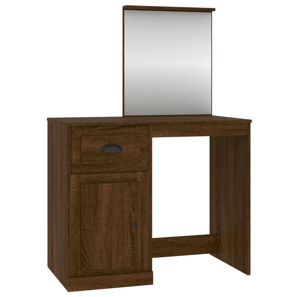 vidaXL Toaletni stolić s ogledalom boja hrasta 90x50x132,5cm drveni