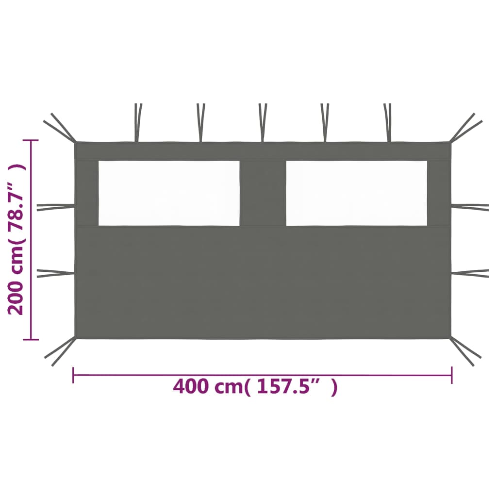 vidaXL Bočni zid za sjenicu s prozorima 4 x 2 m antracit