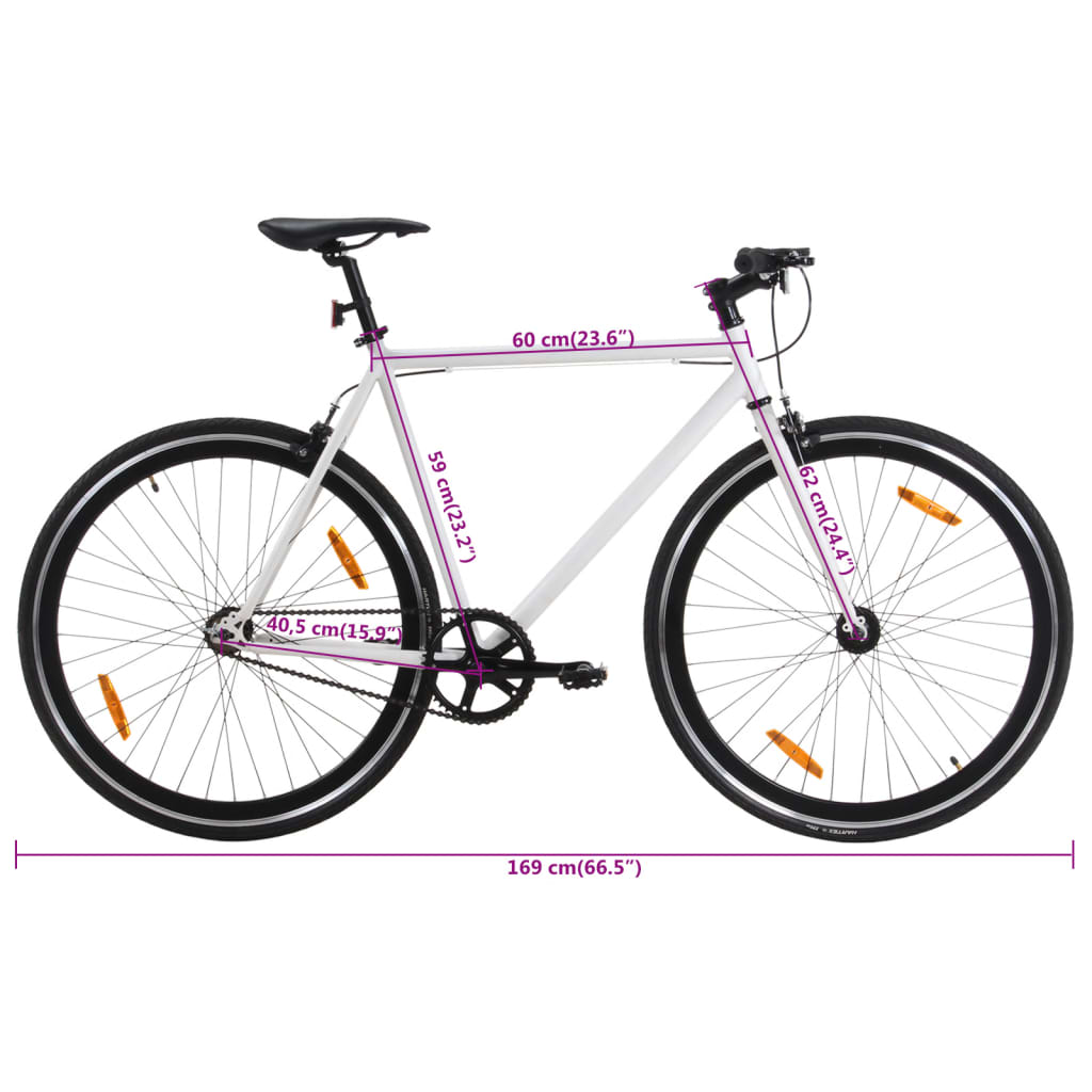 vidaXL Bicikl s fiksnim zupčanikom bijelo-crni 700c 59 cm