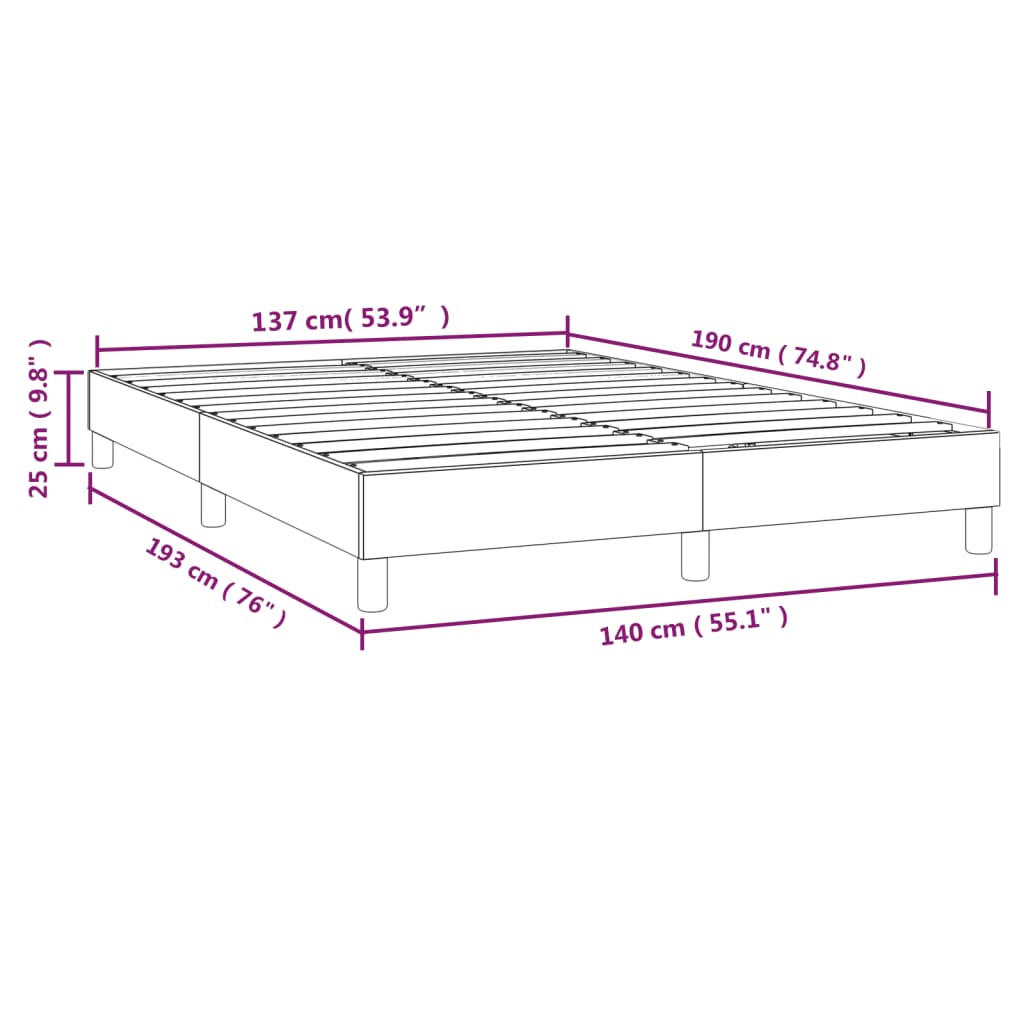 vidaXL Okvir za krevet krem 140 x 190 cm od tkanine