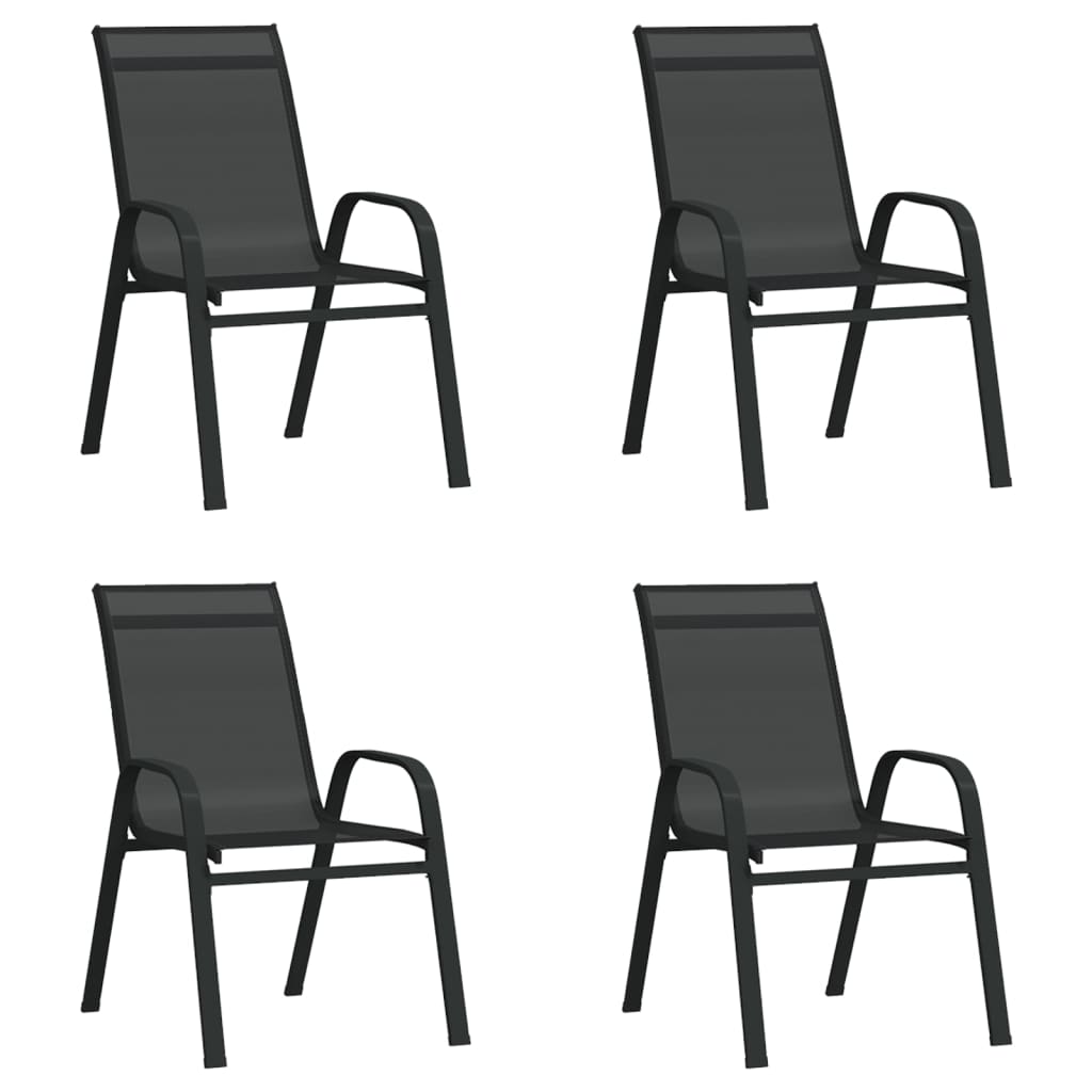 vidaXL Složive vrtne stolice od tekstilena 4 kom crne