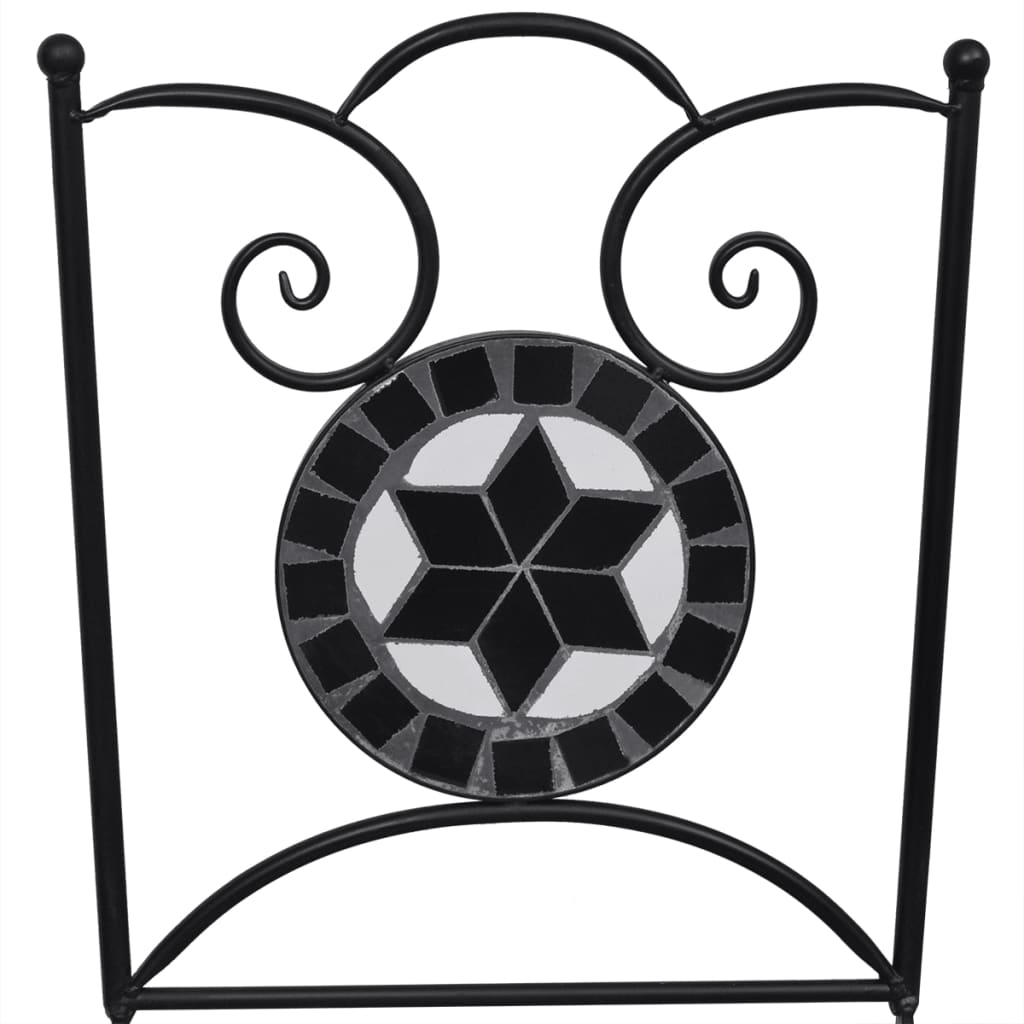 vidaXL 3-dijelni bistro set s keramičkim pločicama crno-bijeli