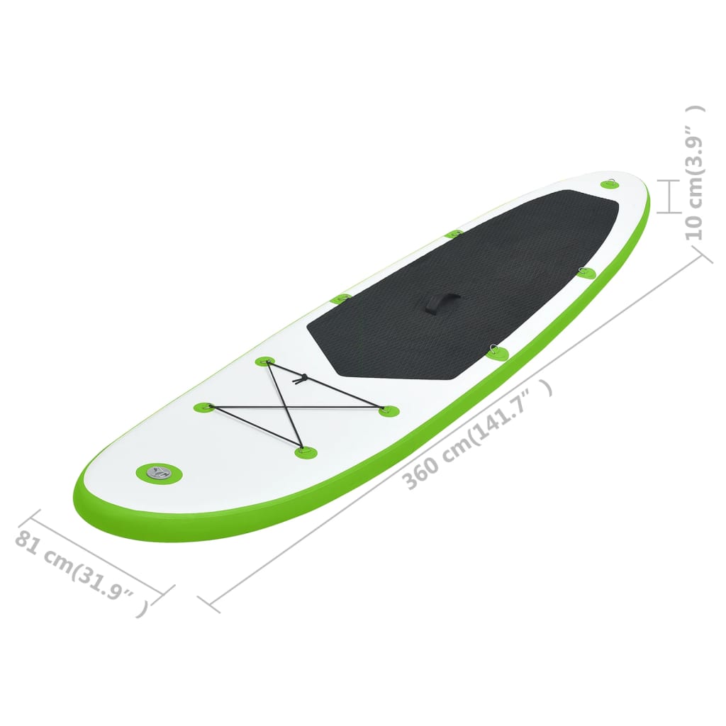vidaXL Set daske za veslanje stojeći na napuhavanje zeleno-bijeli