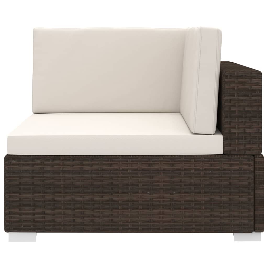 vidaXL Modularna kutna fotelja s jastucima 1 kom od poliratana smeđa