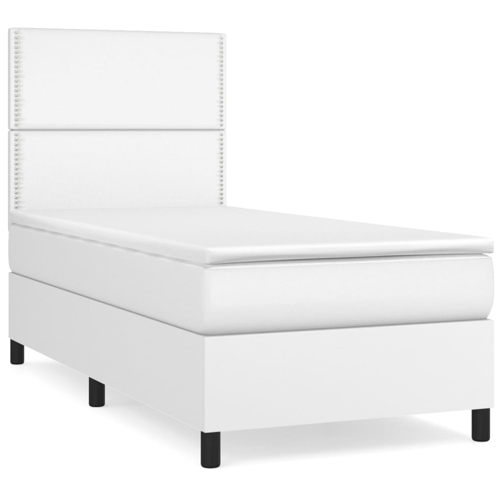 vidaXL Krevet s oprugama i madracem bijeli 80 x 200 cm od umjetne kože