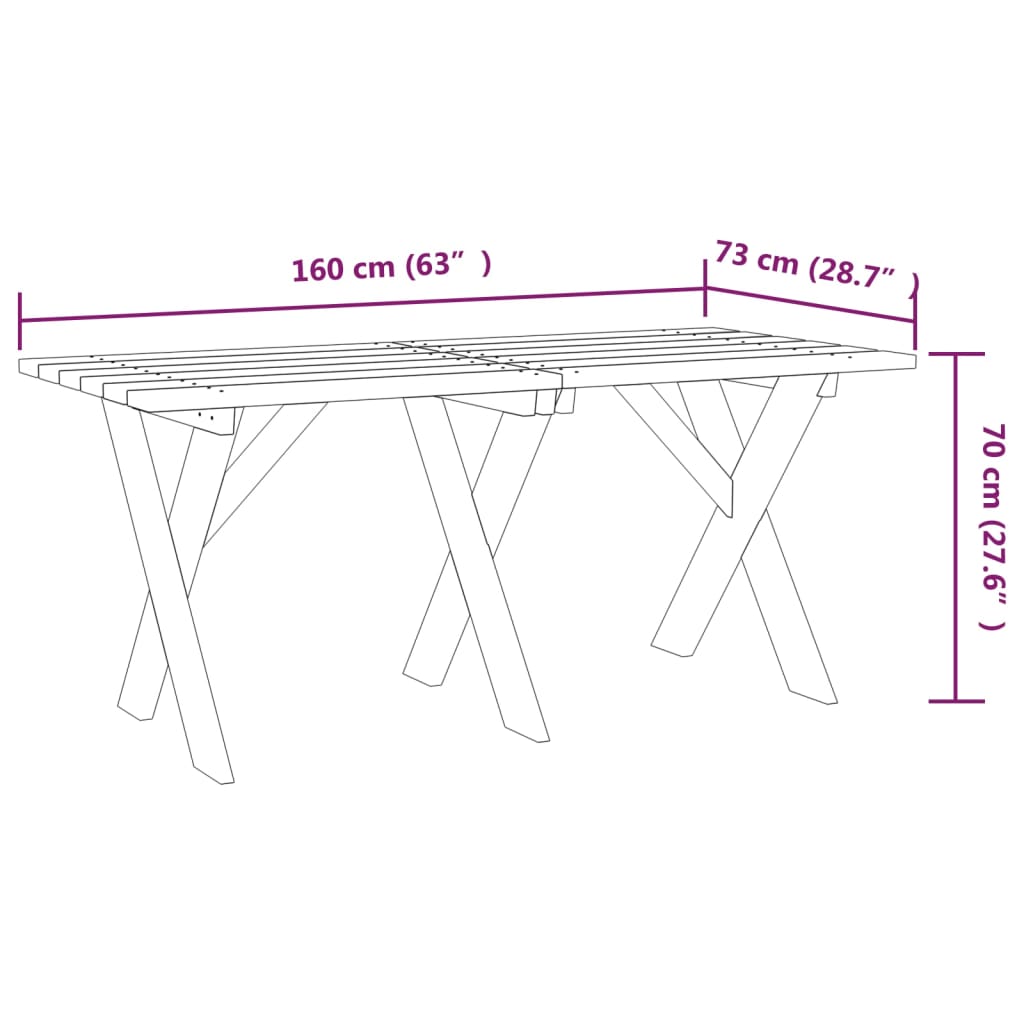 vidaXL Vrtni stol 160 x 73 x 70 cm od impregnirane borovine