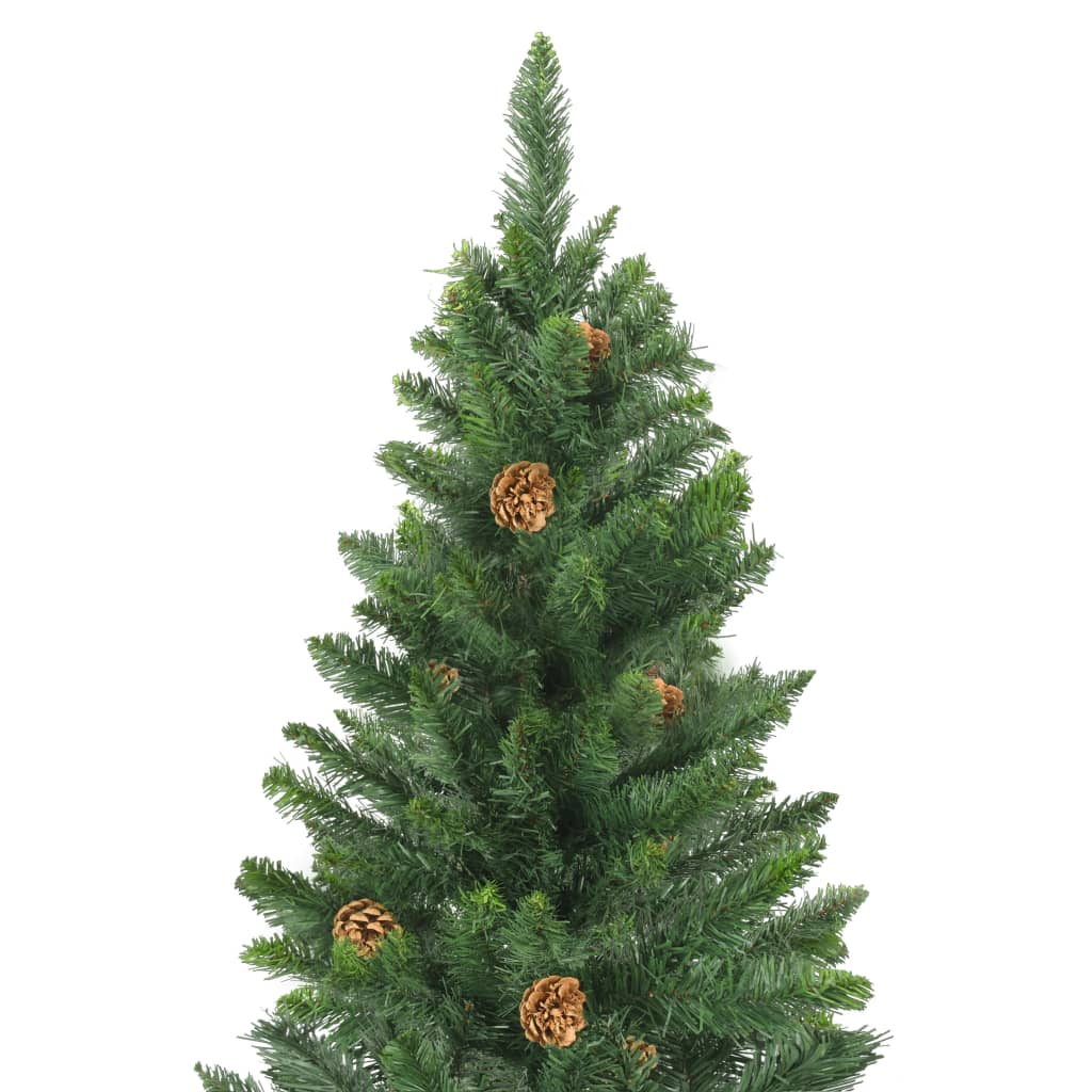 vidaXL Umjetno osvijetljeno božićno drvce sa šiškama zeleno 210 cm