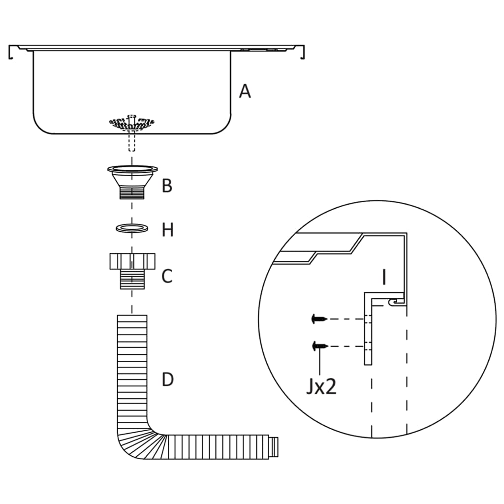 vidaXL Kuhinjski sudoper s cjedilom srebrni 1000x600x155 mm čelični