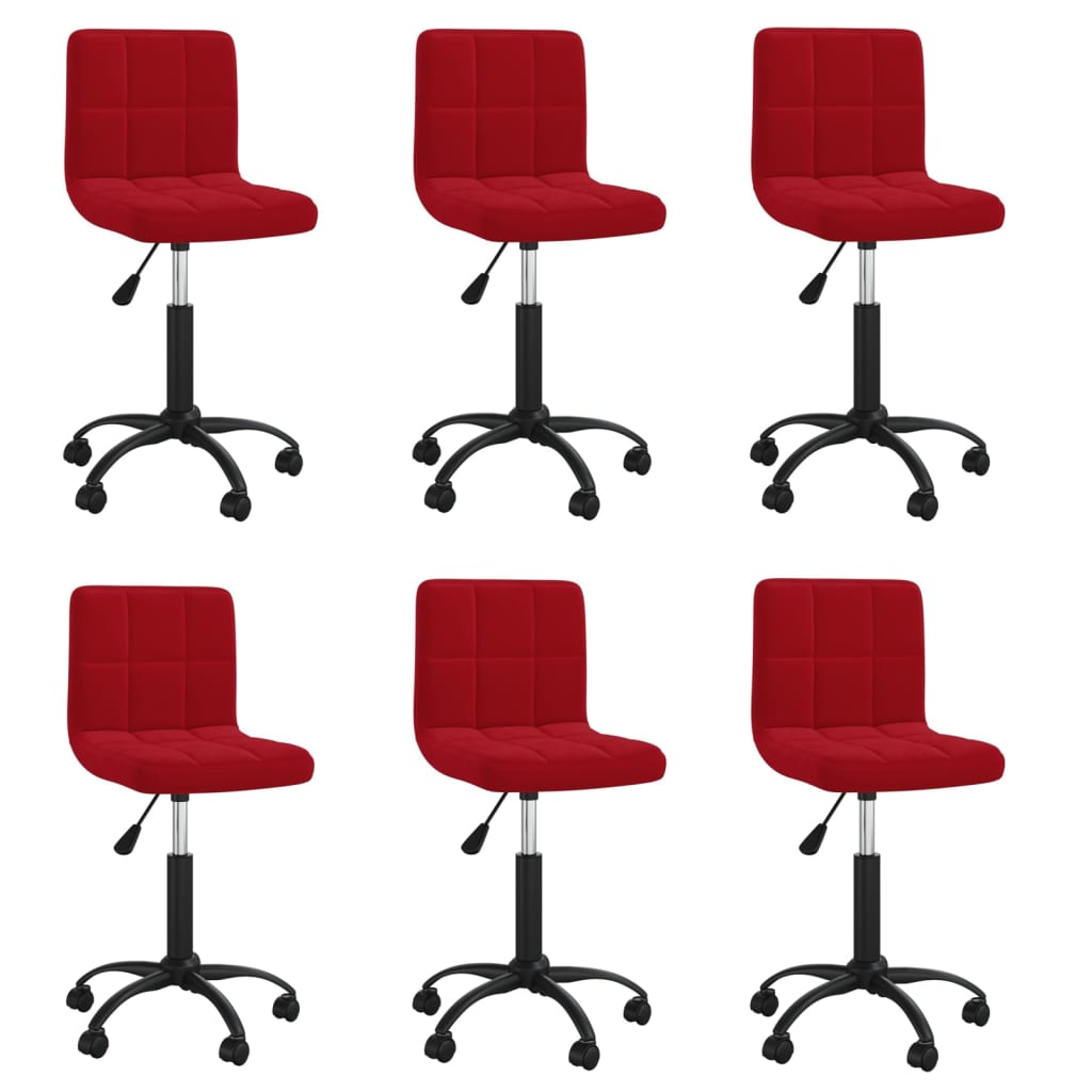 vidaXL Okretne blagovaonske stolice 6 kom crvena boja vina baršunaste