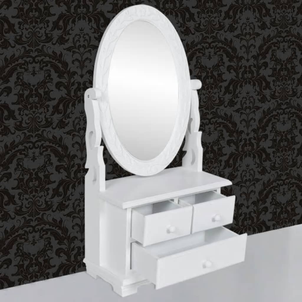 vidaXL Toaletni Stol s Ovalnim Nagibnim Ogledalom MDF