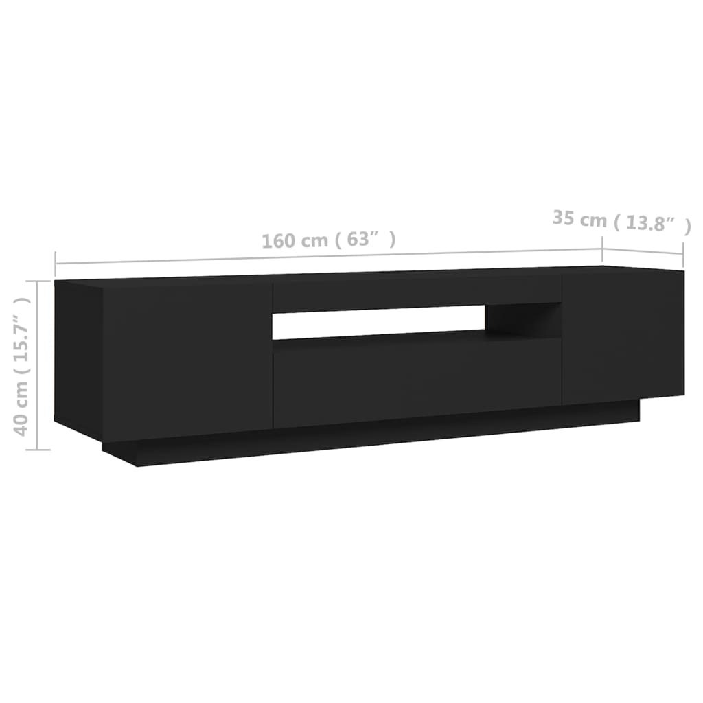 vidaXL TV ormarić s LED svjetlima crni 160 x 35 x 40 cm