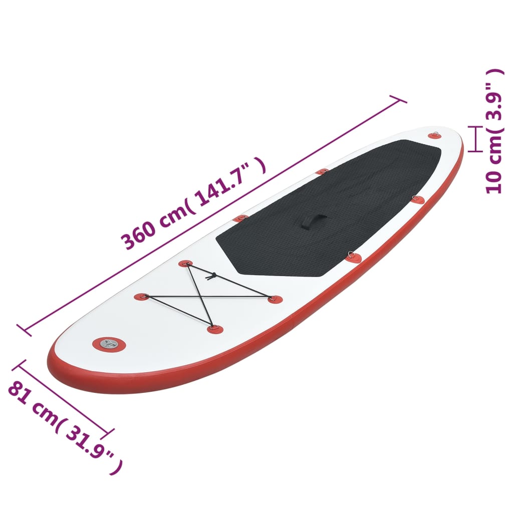 vidaXL Set daske na napuhavanje za veslanje stojeći crveno-bijeli
