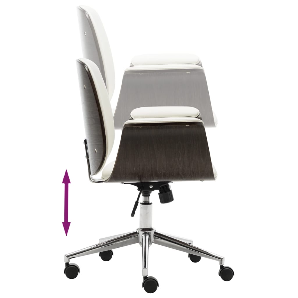 vidaXL Uredska stolica od savijenog drva i umjetne kože bijela