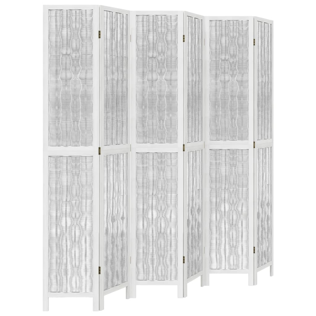 vidaXL Sobna pregrada s 6 panela bijela od masivnog drva paulovnije