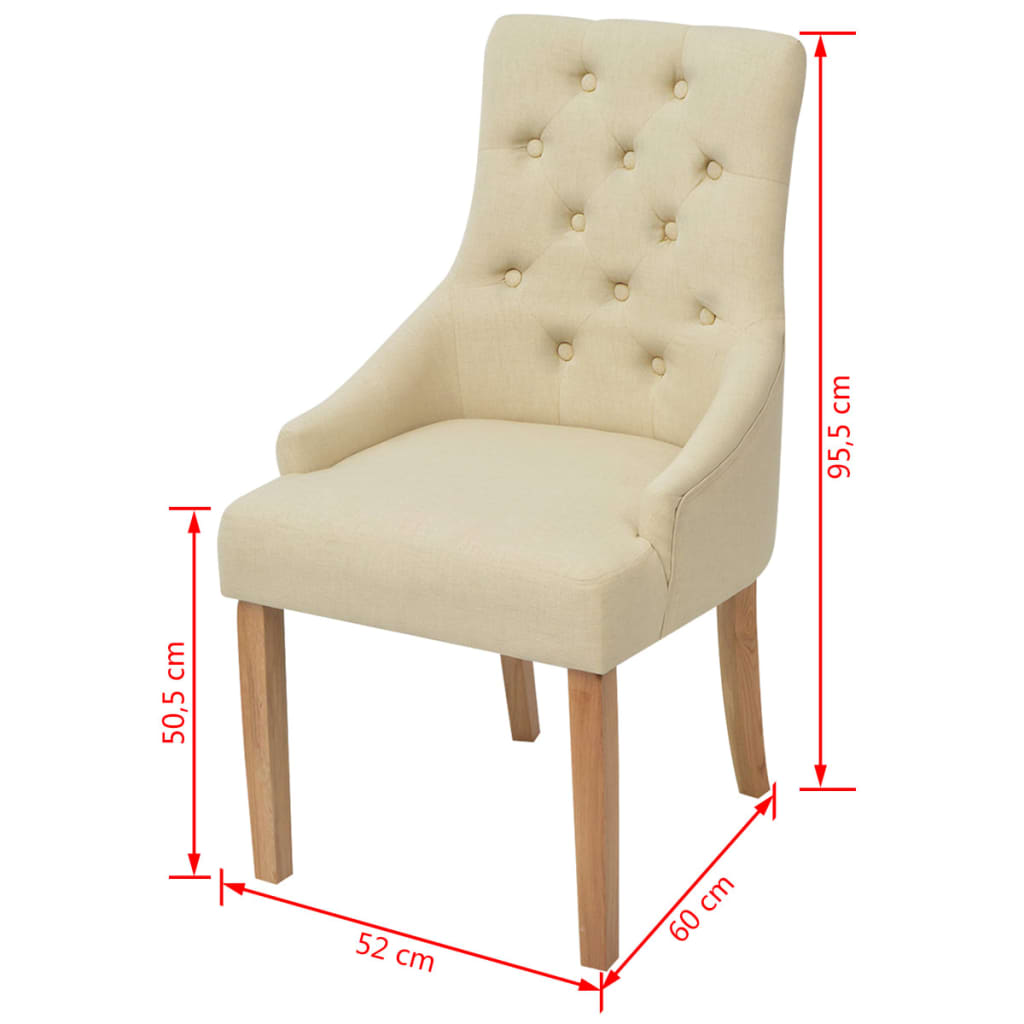 vidaXL Blagovaonske stolice od tkanine 6 kom krem