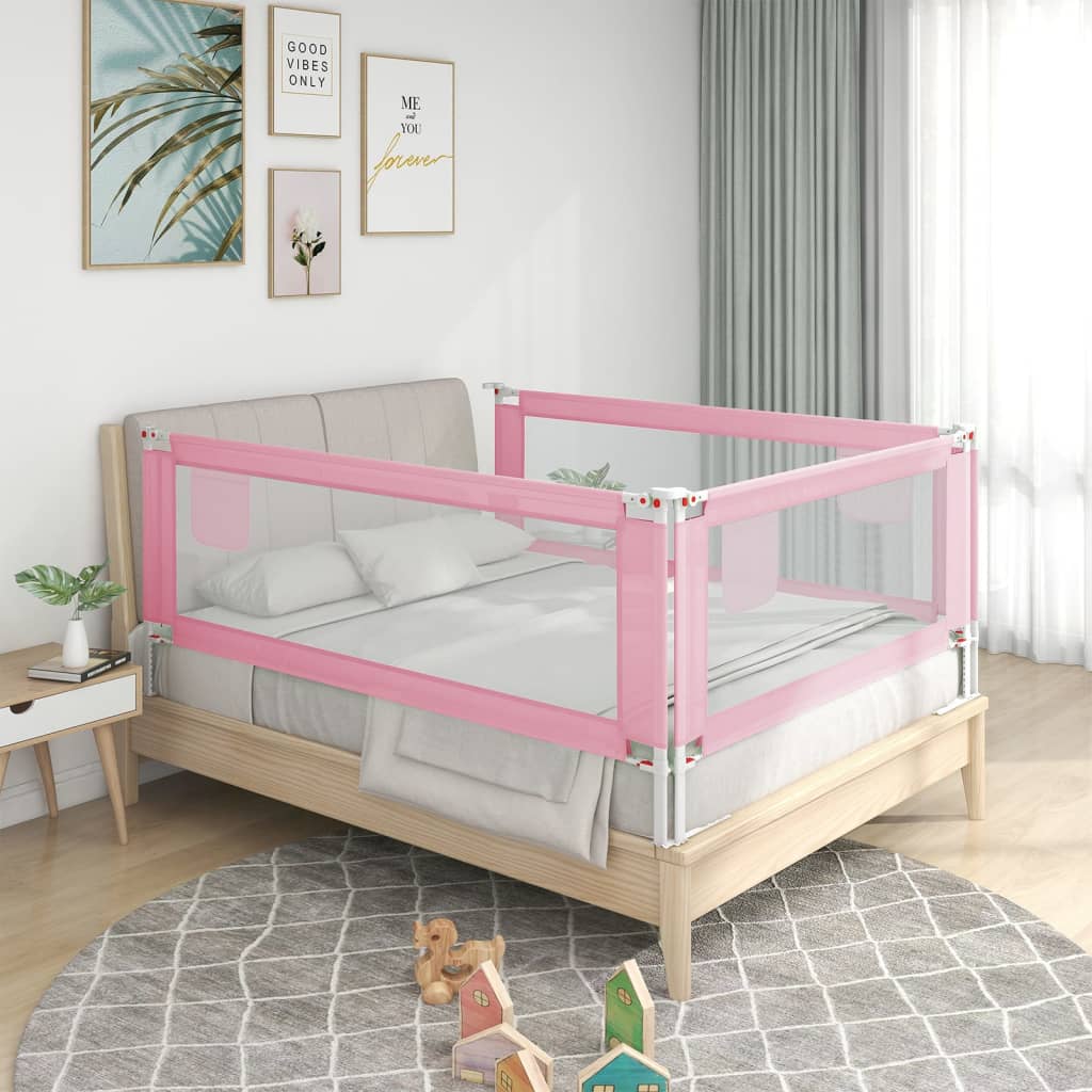 vidaXL Sigurnosna ograda za dječji krevet ružičasta 90 x 25 cm tkanina