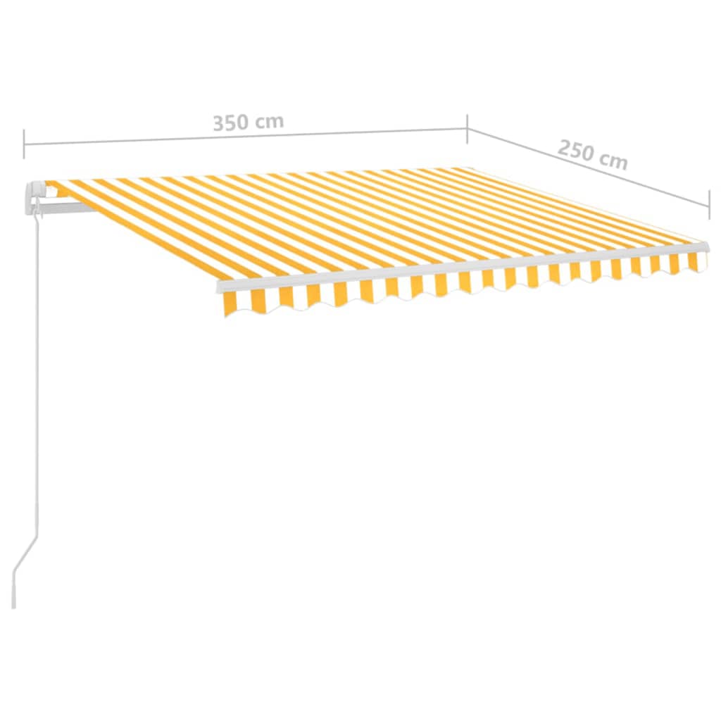 vidaXL Automatska tenda sa senzorom za vjetar LED 3,5x2,5m žuto-bijela