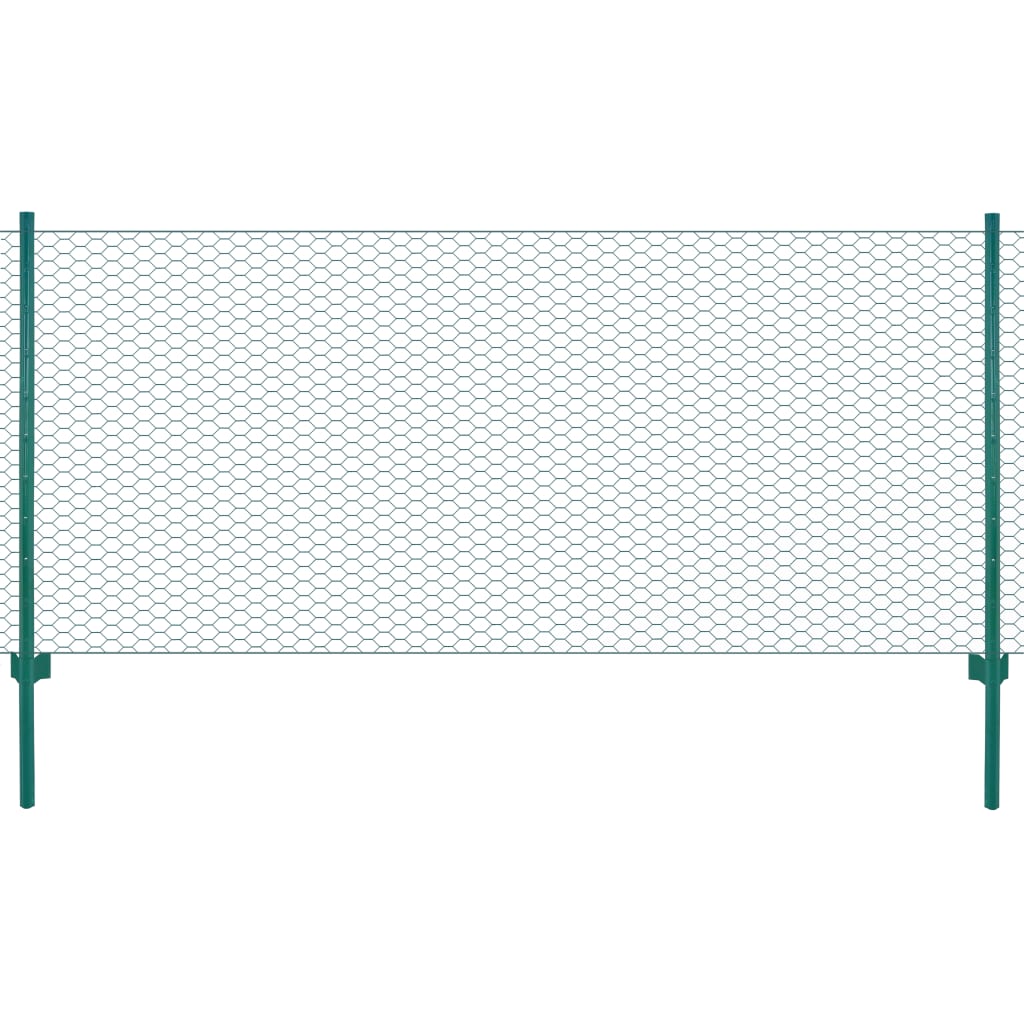 vidaXL Ograda od žičane mreže sa stupovima čelična 25 x 0,75 m zelena
